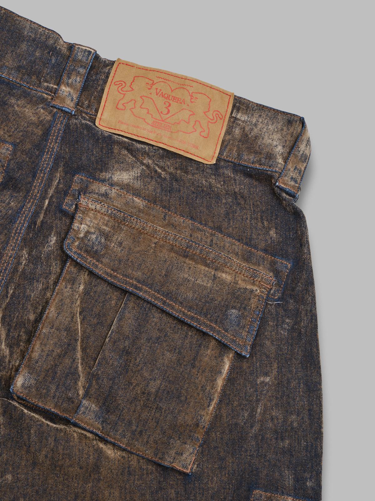 flocked denim cargo shorts VAQ11P013- BRW VAQUERA 