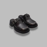 aroa brushed grey buckled mules E8-4116- GRY MIISTA 