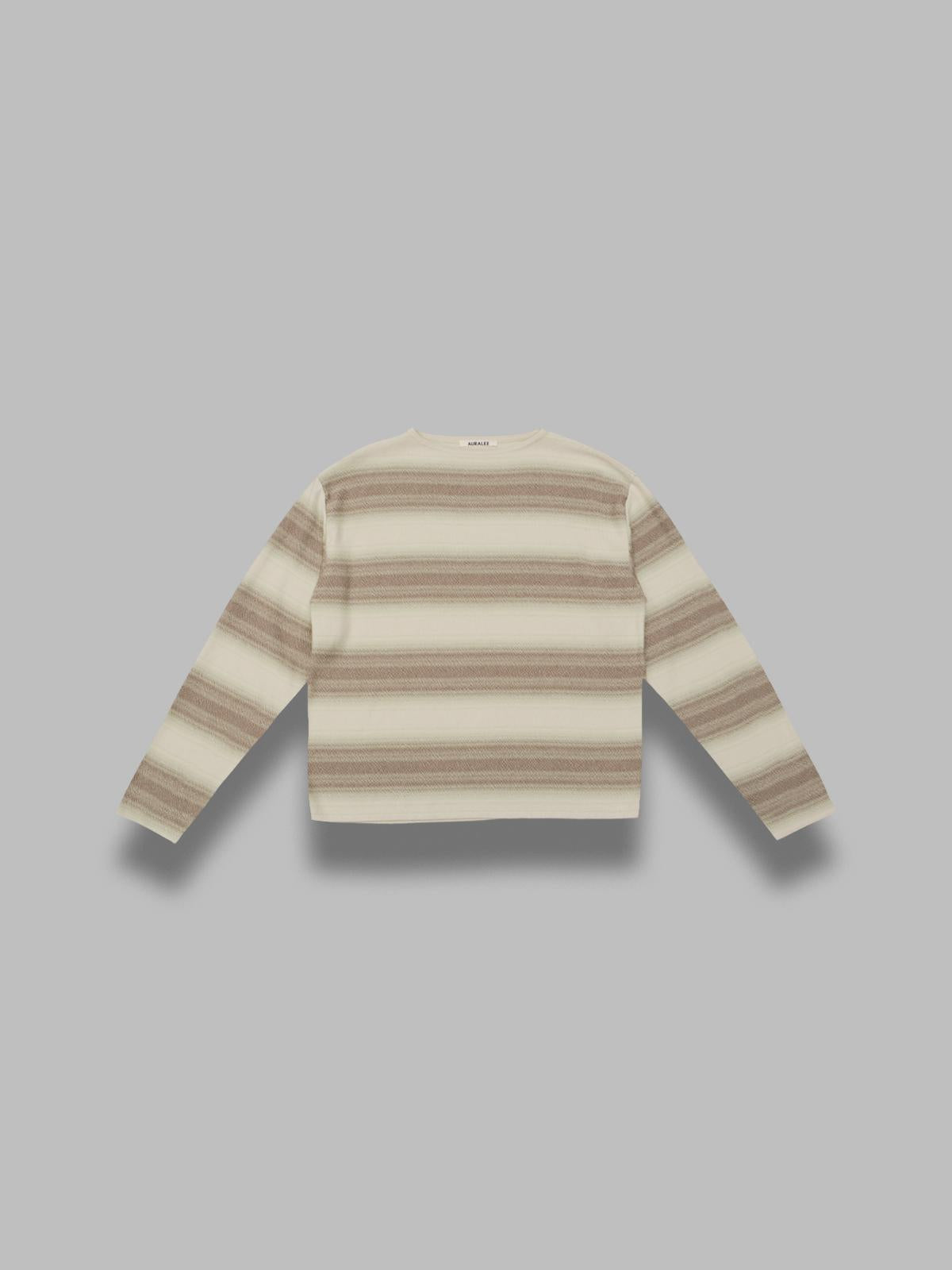 cotton silk gradient stripe knit boat neck A26SP02GB- LGY AURALEE 
