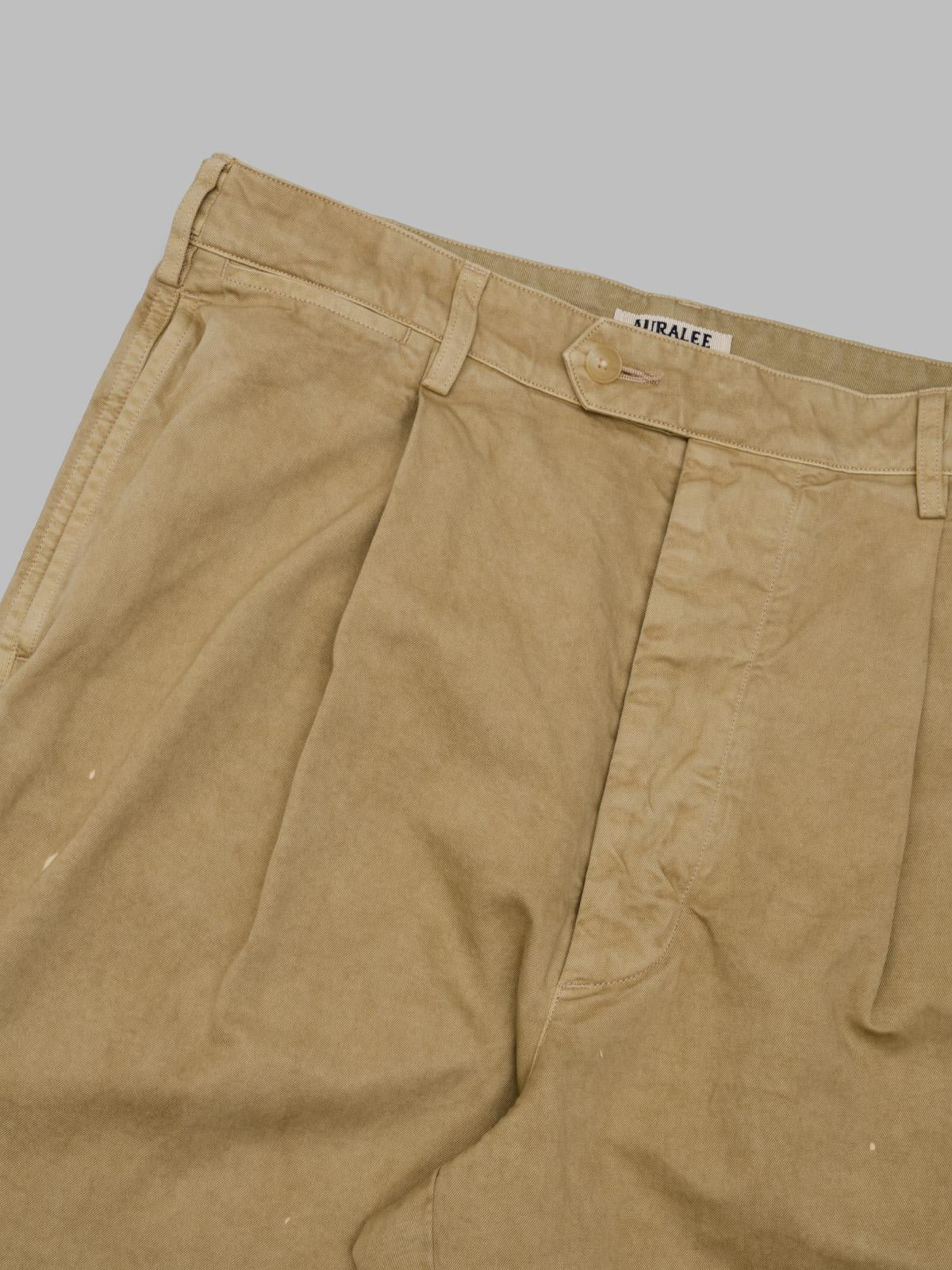 garment-dyed finx light chino one-tuck wide pants A26SP02LF- BG AURALEE 