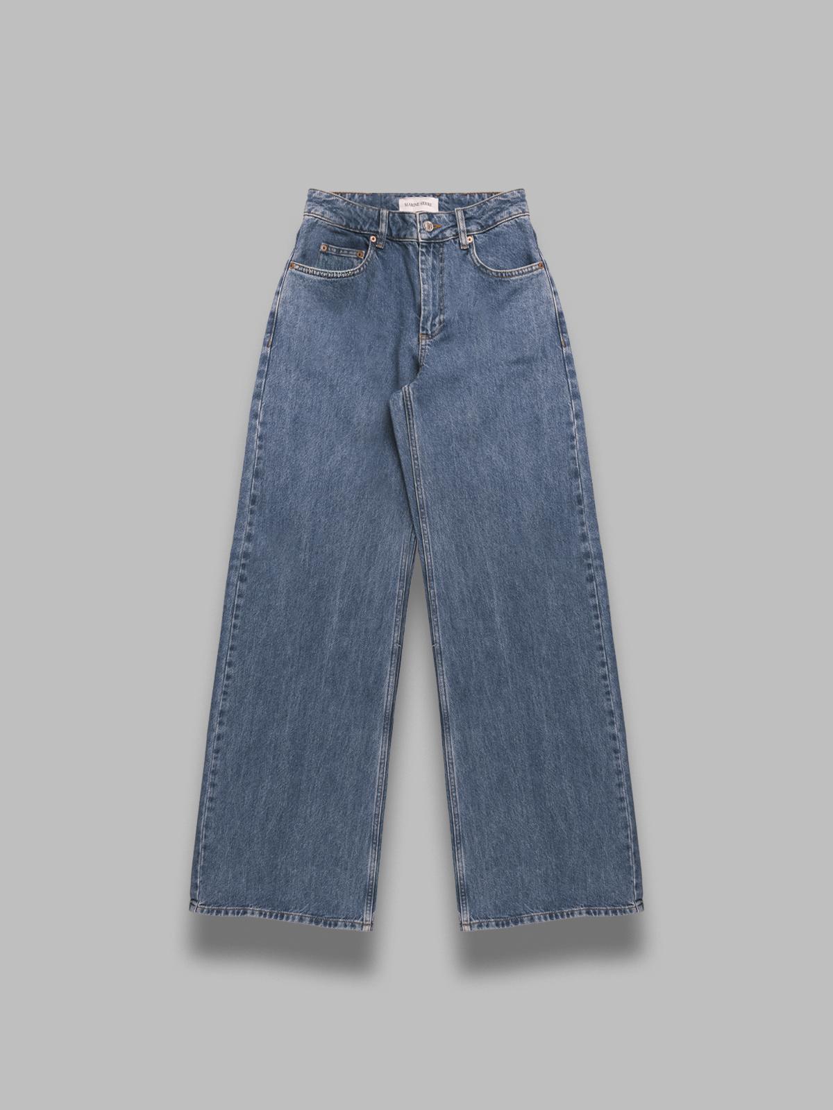 moon laser blue wash denim high waist flare jeans WPA159ACDEN0002- BL05 MARINE SERRE 