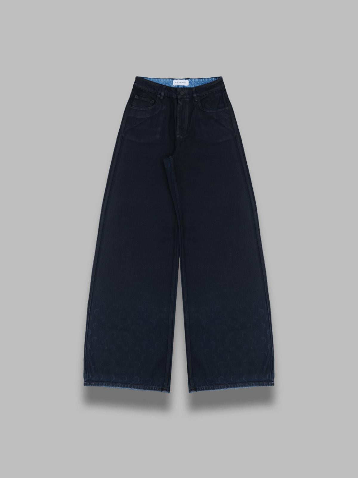 moon waxed denim high-waist flare jeans WPA159ACDEN0007- BK99 MARINE SERRE 