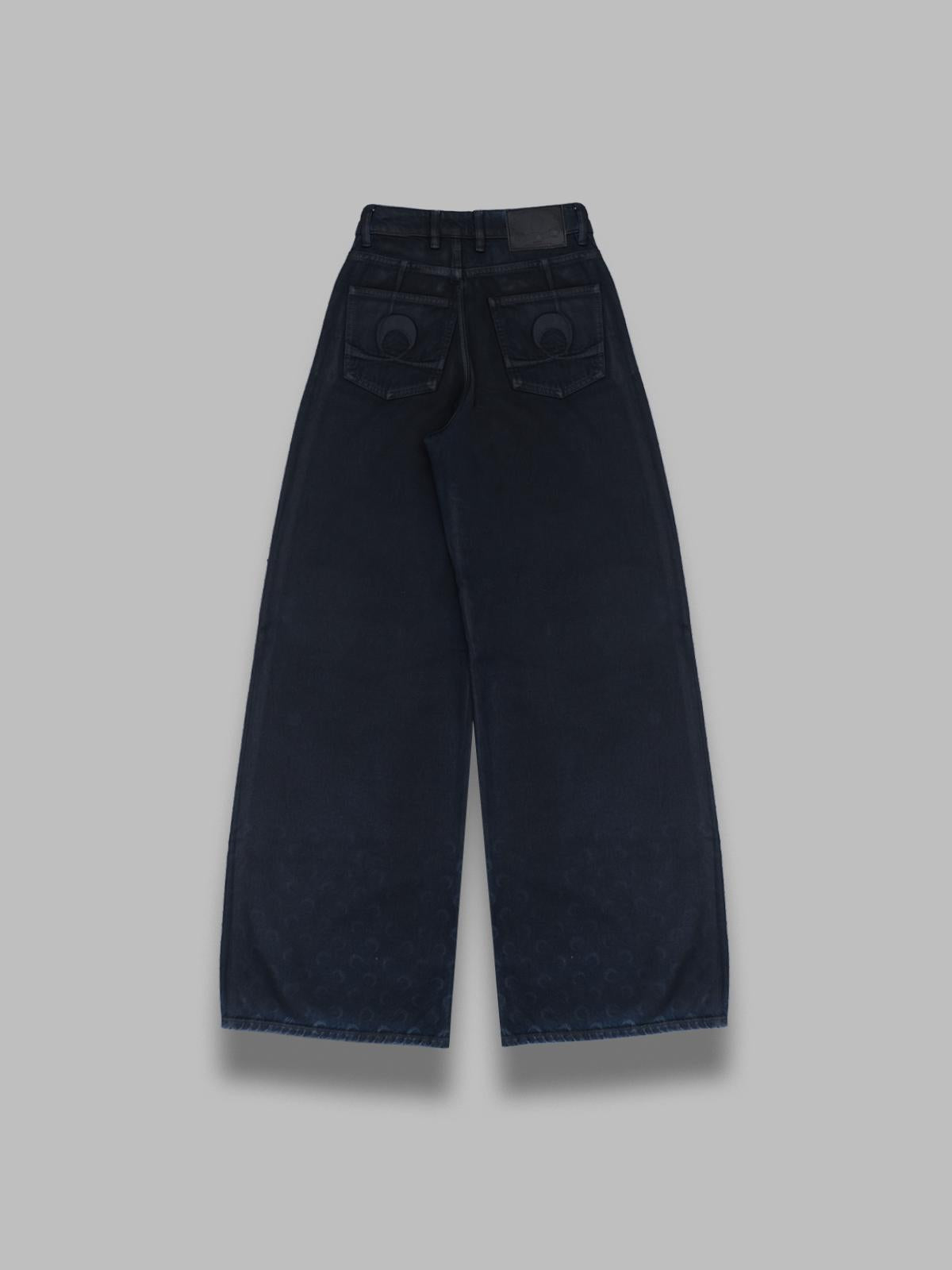 moon waxed denim high-waist flare jeans WPA159ACDEN0007- BK99 MARINE SERRE 