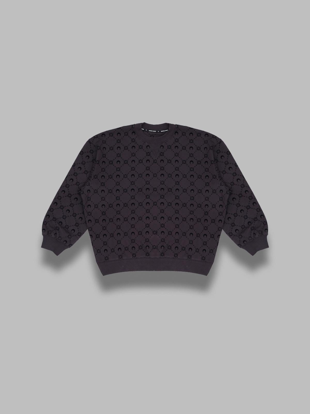 moonogram flocked fleece relaxed sweatshirt UST022ACJER0089- BK99 MARINE SERRE 