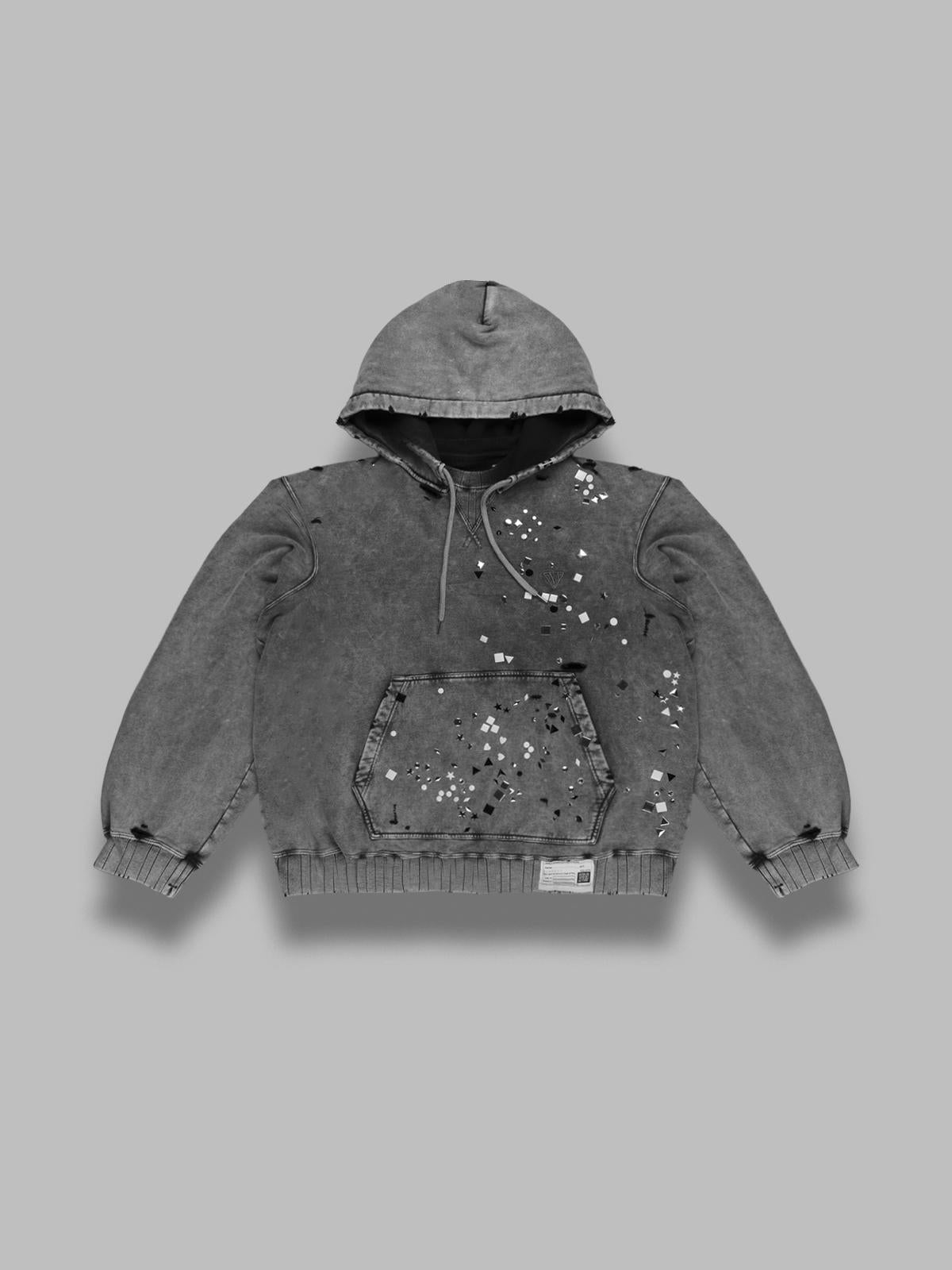 embellished bleached hoodie A15HD561- GRY MAISON MIHARA YASUHIRO 