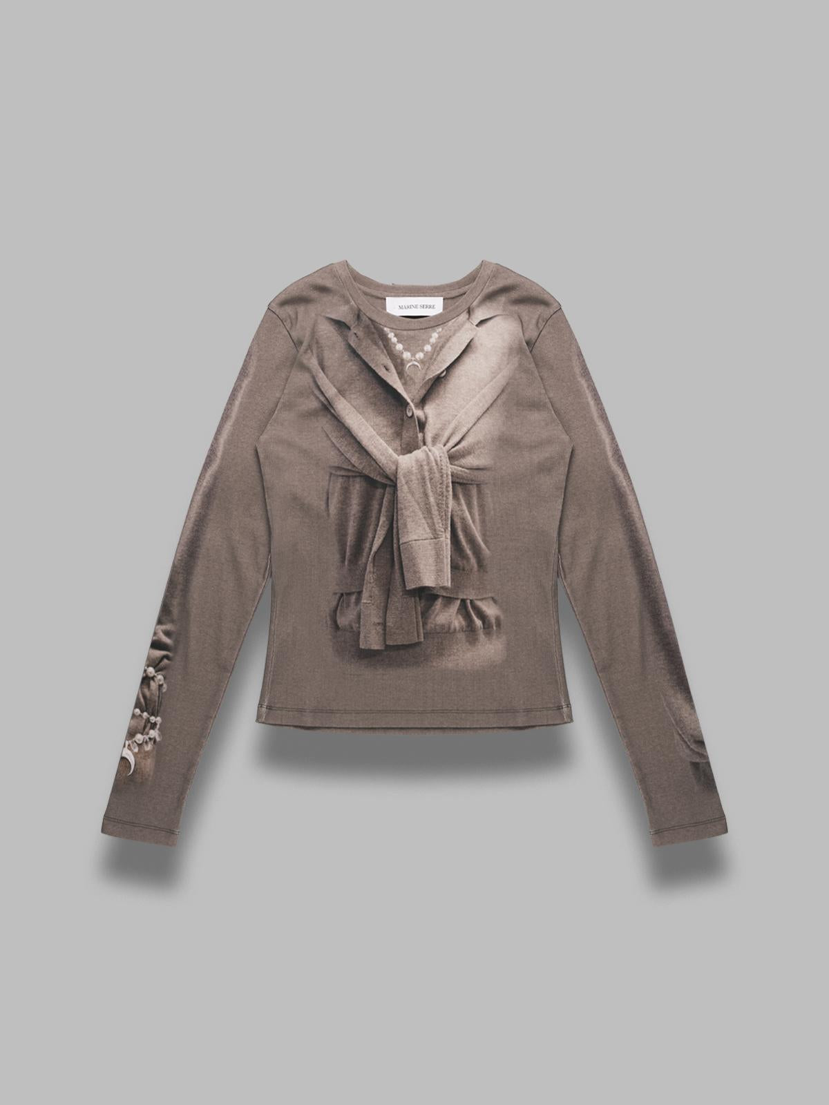 trompe l'oeil jersey ls t-shirt WTT032ACJER0091- BG20 MARINE SERRE 