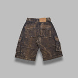flocked denim cargo shorts VAQ11P013- BRW VAQUERA 