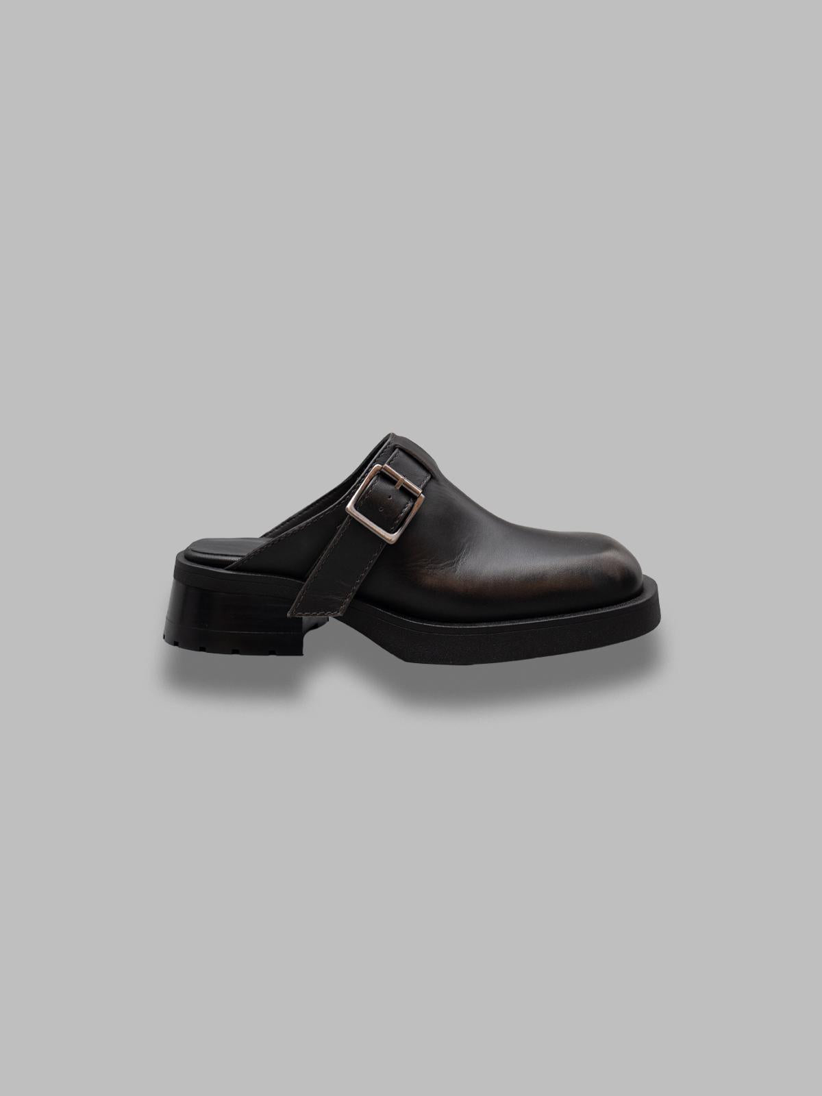aroa brushed grey buckled mules E8-4116- GRY MIISTA 
