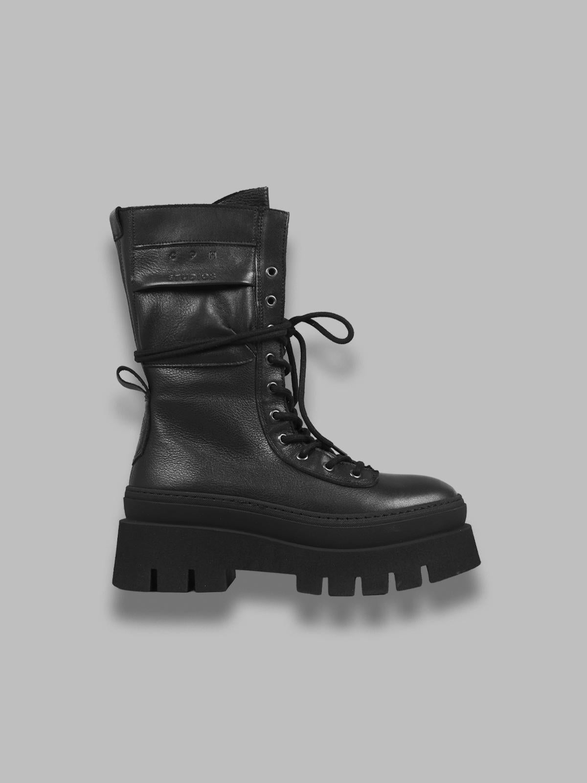 leather lace-up mid boot F5CPH691- BK COPENHAGEN 