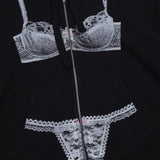 trompe l'oeil zip hoodie VAQ11T034- WB VAQUERA 
