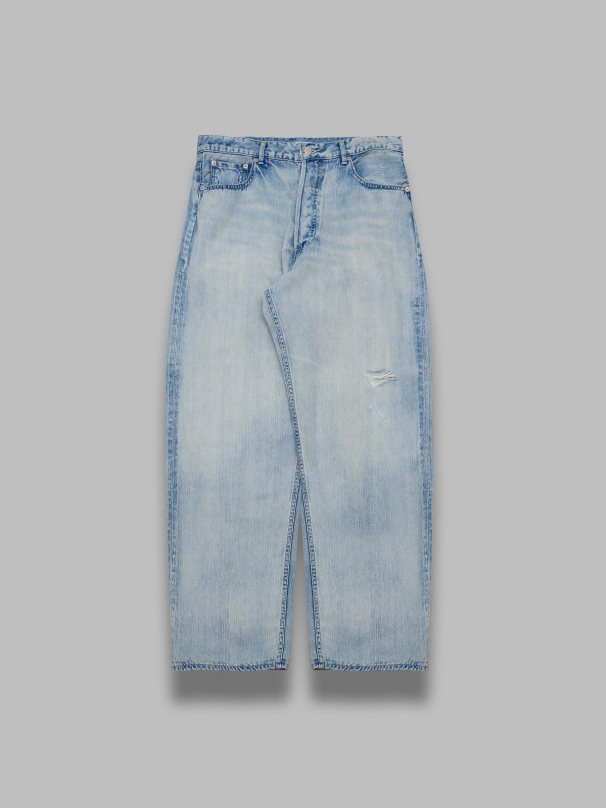 faded selvedge light denim wide pants A26SP03DE- LI AURALEE 