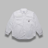 hendry shirt jac 100% cotton 'fountain' twill, 8 oz seaton stripe, wax / dark navy rinsed I034827- 2RM CARHARTT WIP 