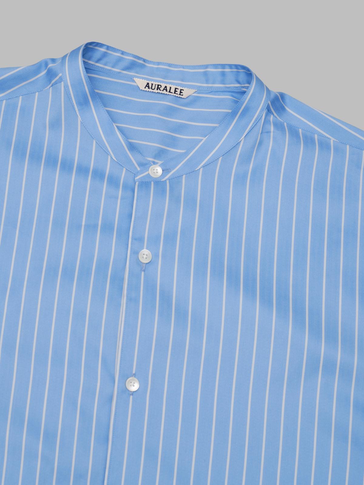 cotton silk stripe stand collar shirt A26SS02CS- SXBS AURALEE 