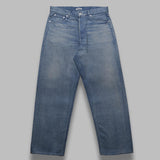 selvedge faded light wide denim
