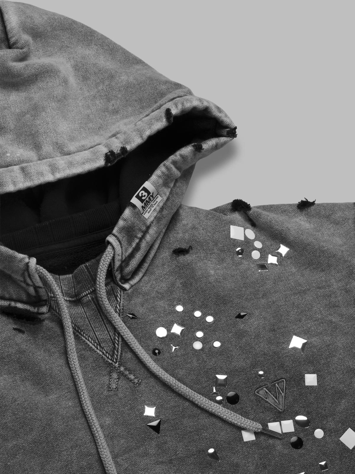 embellished bleached hoodie A15HD561- GRY MAISON MIHARA YASUHIRO 