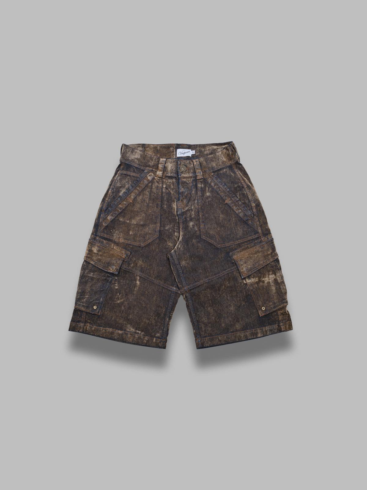 flocked denim cargo shorts VAQ11P013- BRW VAQUERA 