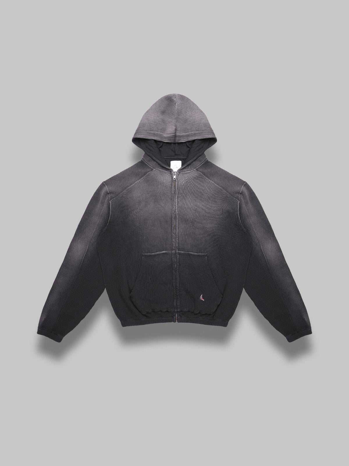 bee sun faded waffle zip up hoodie RBMW0513FA340- BLK0001 ROA 