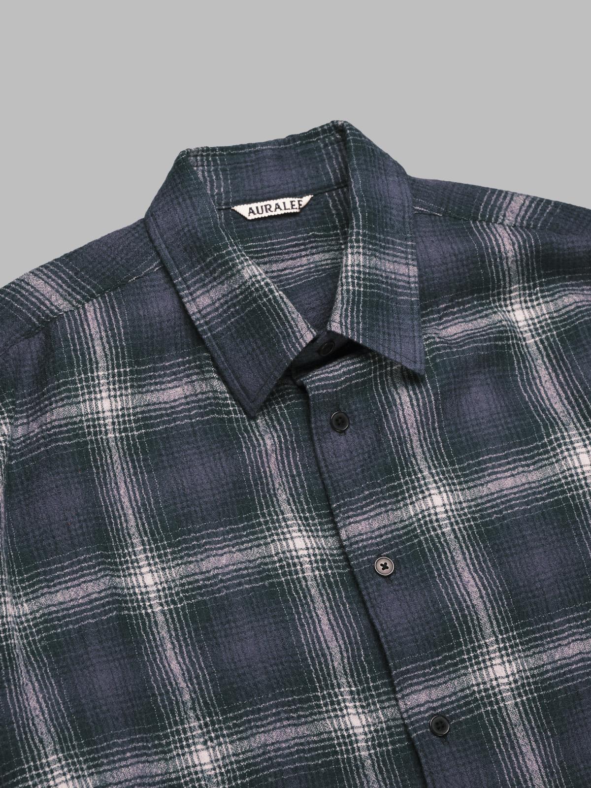airy wool check shirt A25AS01WN- FG AURALEE 