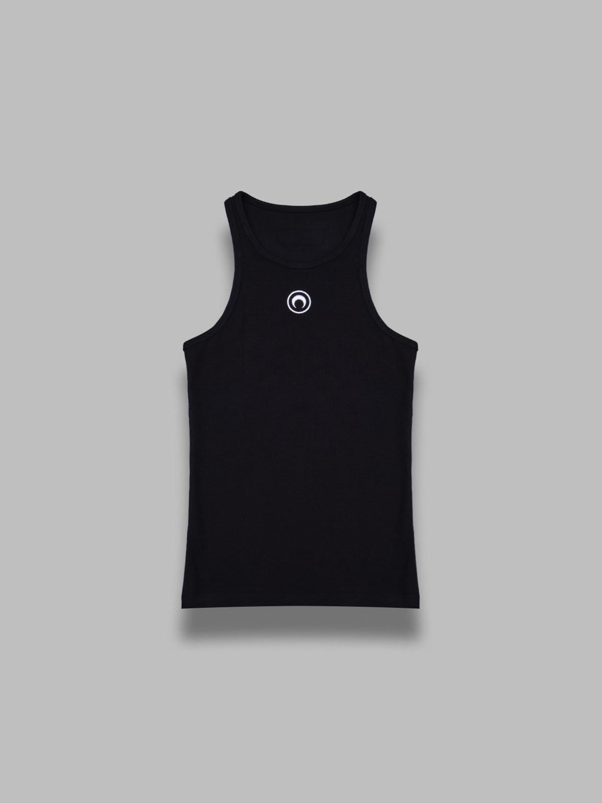moon logo ribbed jersey tank top WTT014ACJER0011- BK99 MARINE SERRE 