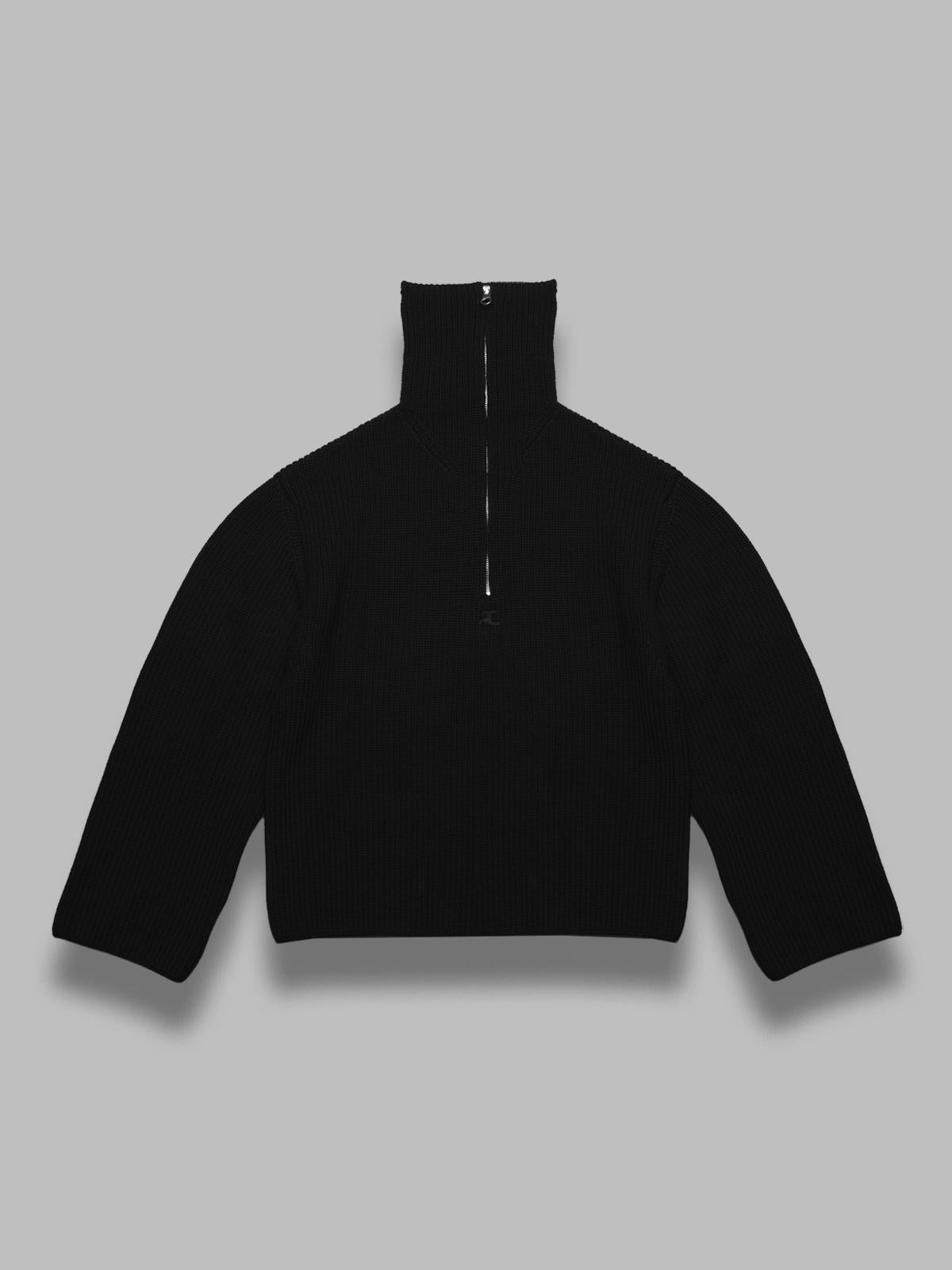 ribbed wool trucker sweater 325MPU243FI0036- 9999 COURRÈGES 