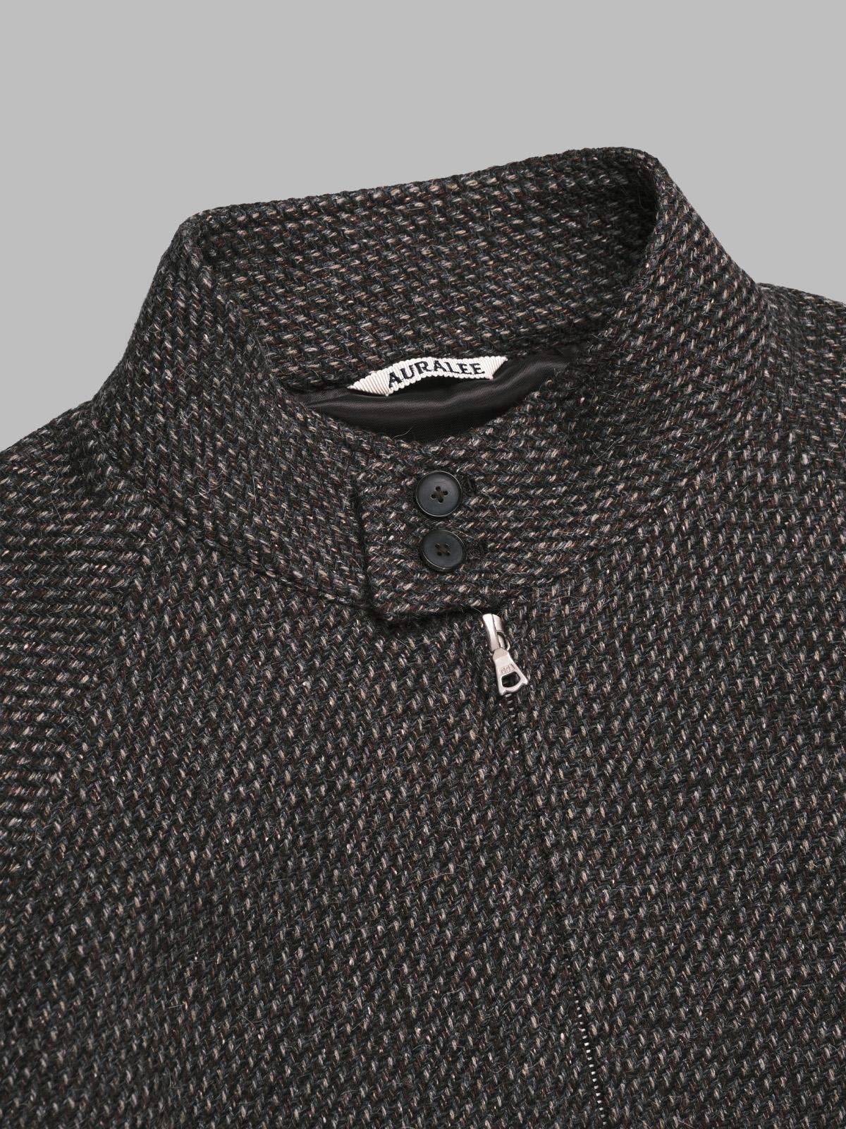 alpaca wool silk tweed zip blouson A25AB03LS- GRY AURALEE 
