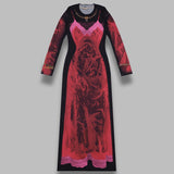 wet nuisette printed jersey ls longs dress WDR300BCJER0085- RD11 MARINE SERRE 