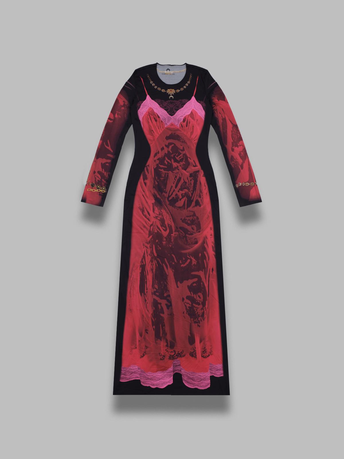 wet nuisette printed jersey ls longs dress WDR300BCJER0085- RD11 MARINE SERRE 