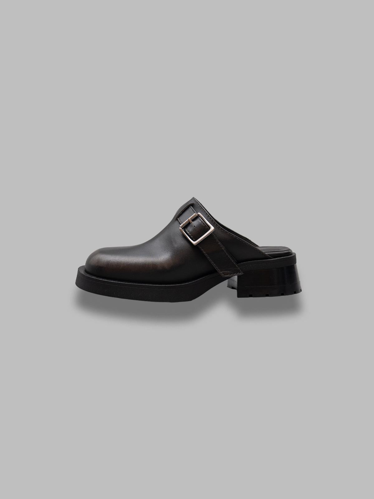 aroa brushed grey buckled mules E8-4116- GRY MIISTA 