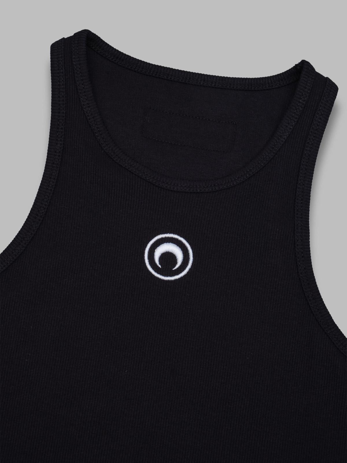 moon logo ribbed jersey tank top WTT014ACJER0011- BK99 MARINE SERRE 