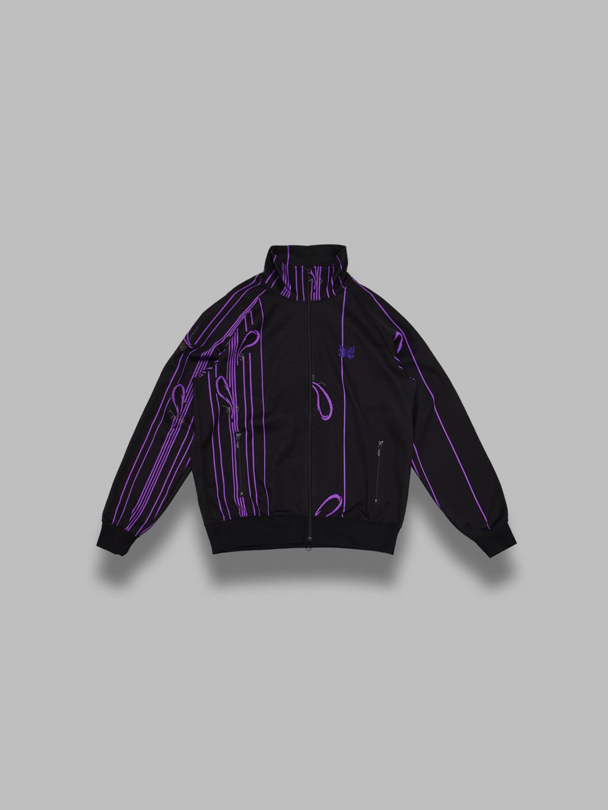 track jacket - poly jacquard SX402- BLACK NEEDLES 