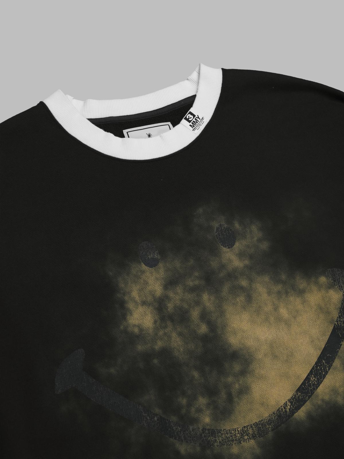 smily face printed distressed pullover J15PO732- BK MAISON MIHARA YASUHIRO 