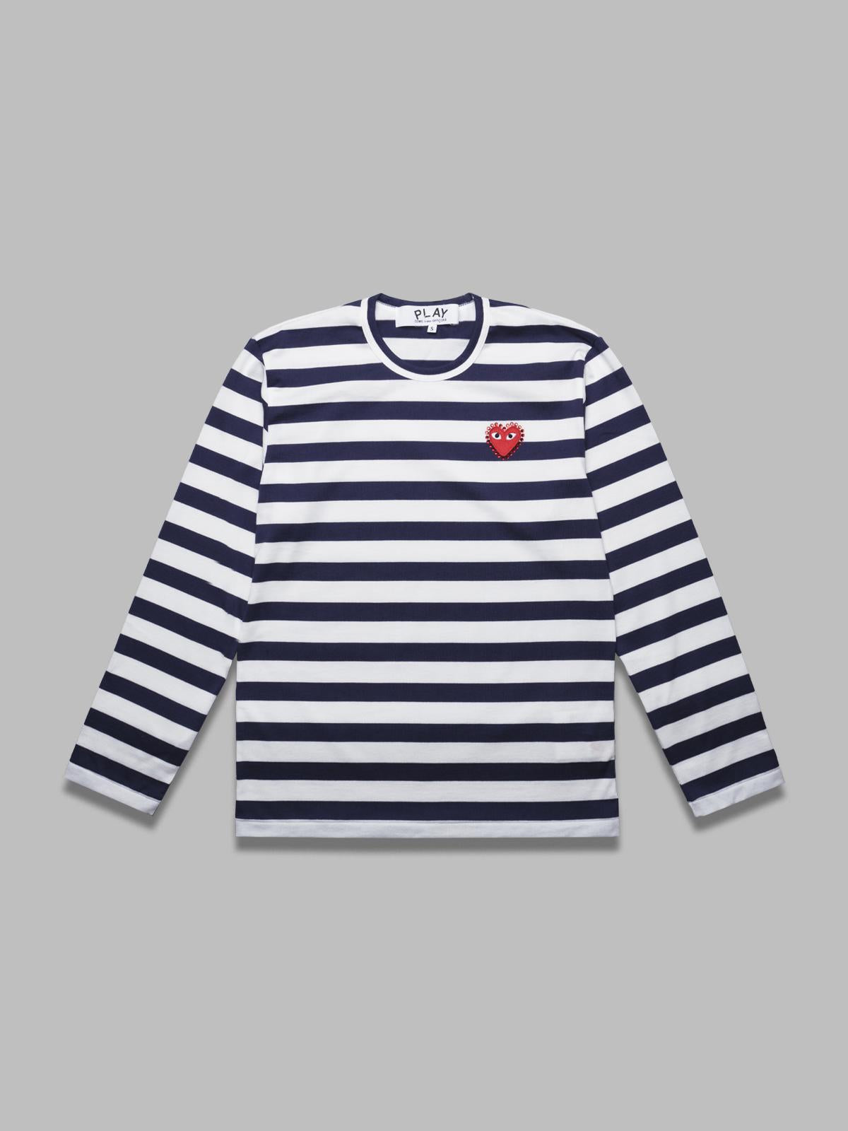 t-shirt stripe emblem x rhinestone AX-T805-051- NY COMME DES GARÇONS PLAY 
